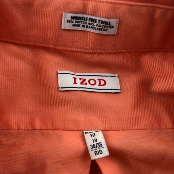 Izod Mens Dress Shirt Size 3XL 19 Neck Long Sleeve Button-Up Wrinkle-Free Twill - Picture 3 of 11